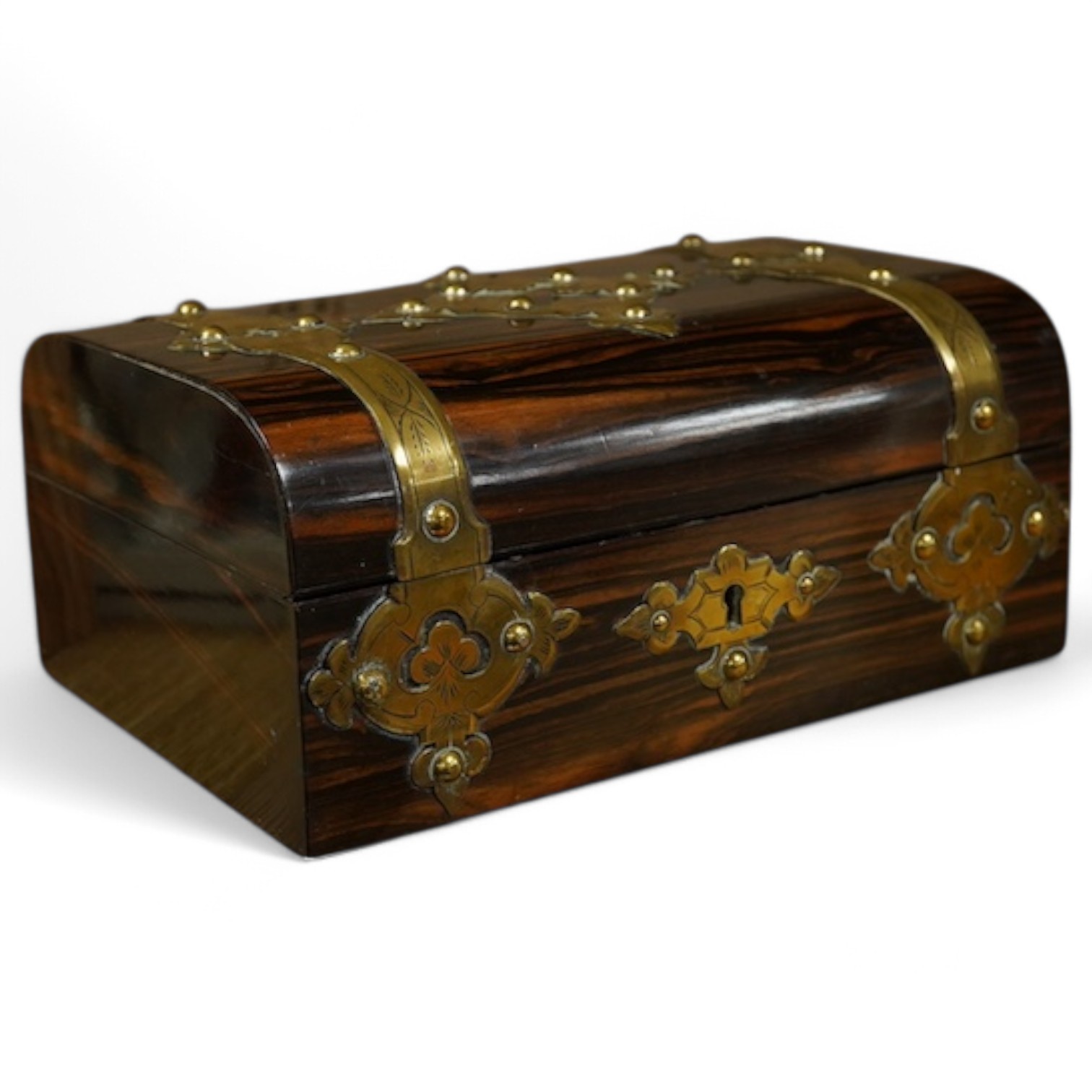 A Victorian coromandel jewellery box with engraved 